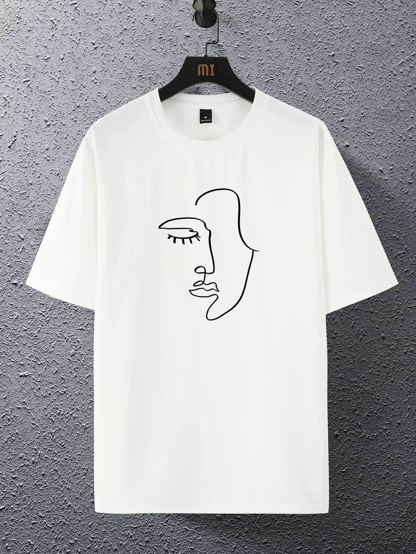 Minimalist Female Silhouette Pattern Cotton T-Shirt