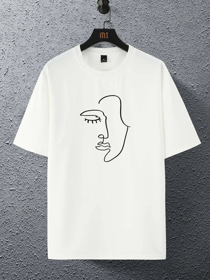 Minimalist Female Silhouette Pattern Cotton T-Shirt