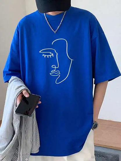Minimalist Female Silhouette Pattern Cotton T-Shirt