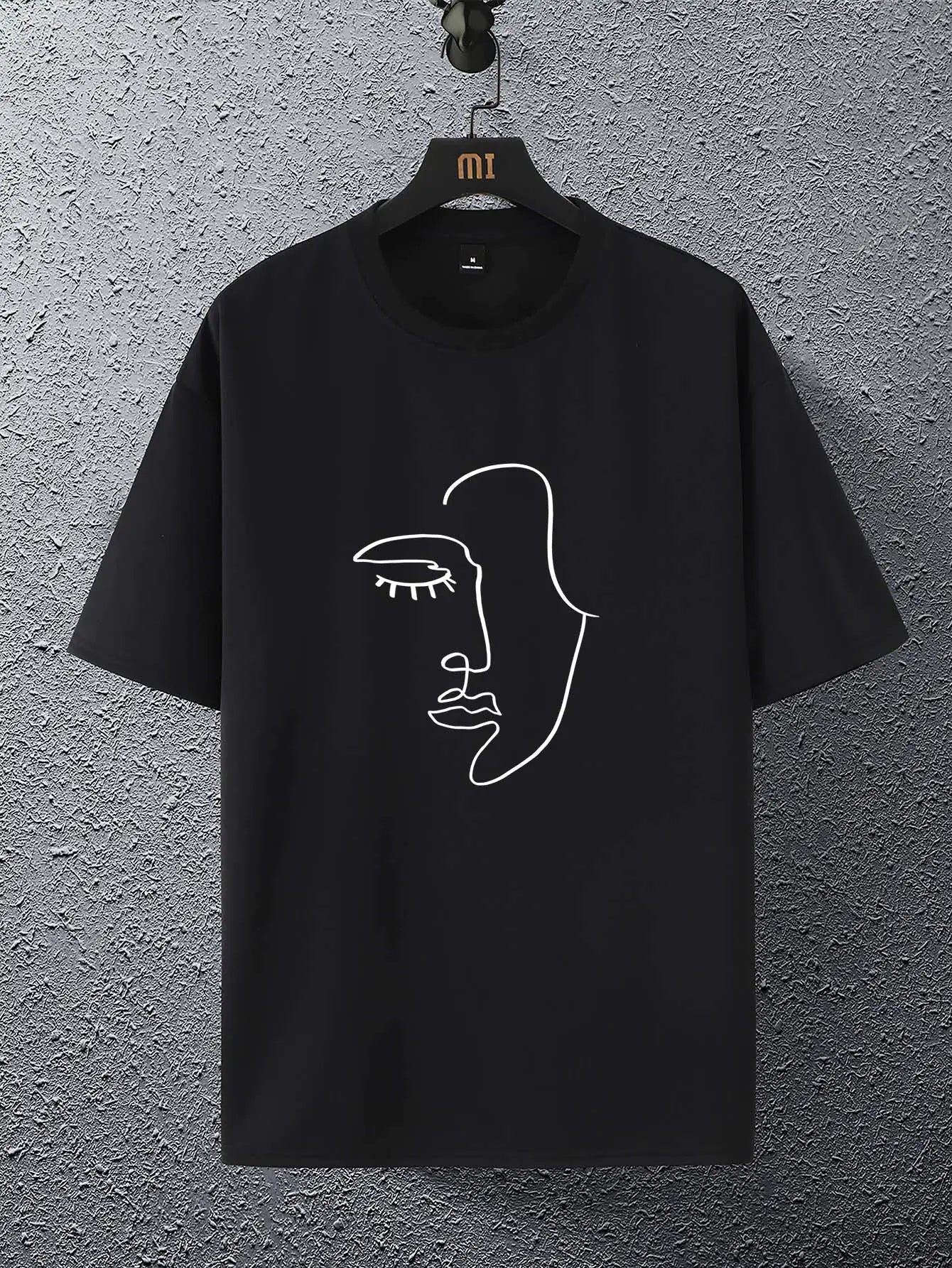 Minimalist Female Silhouette Pattern Cotton T-Shirt