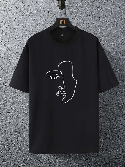 Minimalist Female Silhouette Pattern Cotton T-Shirt
